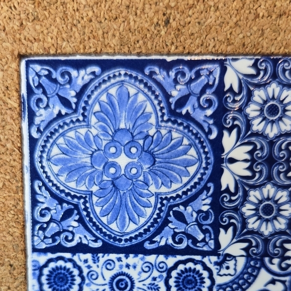 Blue and White Portugal Tile Cork Coaster - Picture 12 of 14